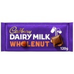 Cadbury Dairy Milk Wholenut Chocolate Bar (120 g)